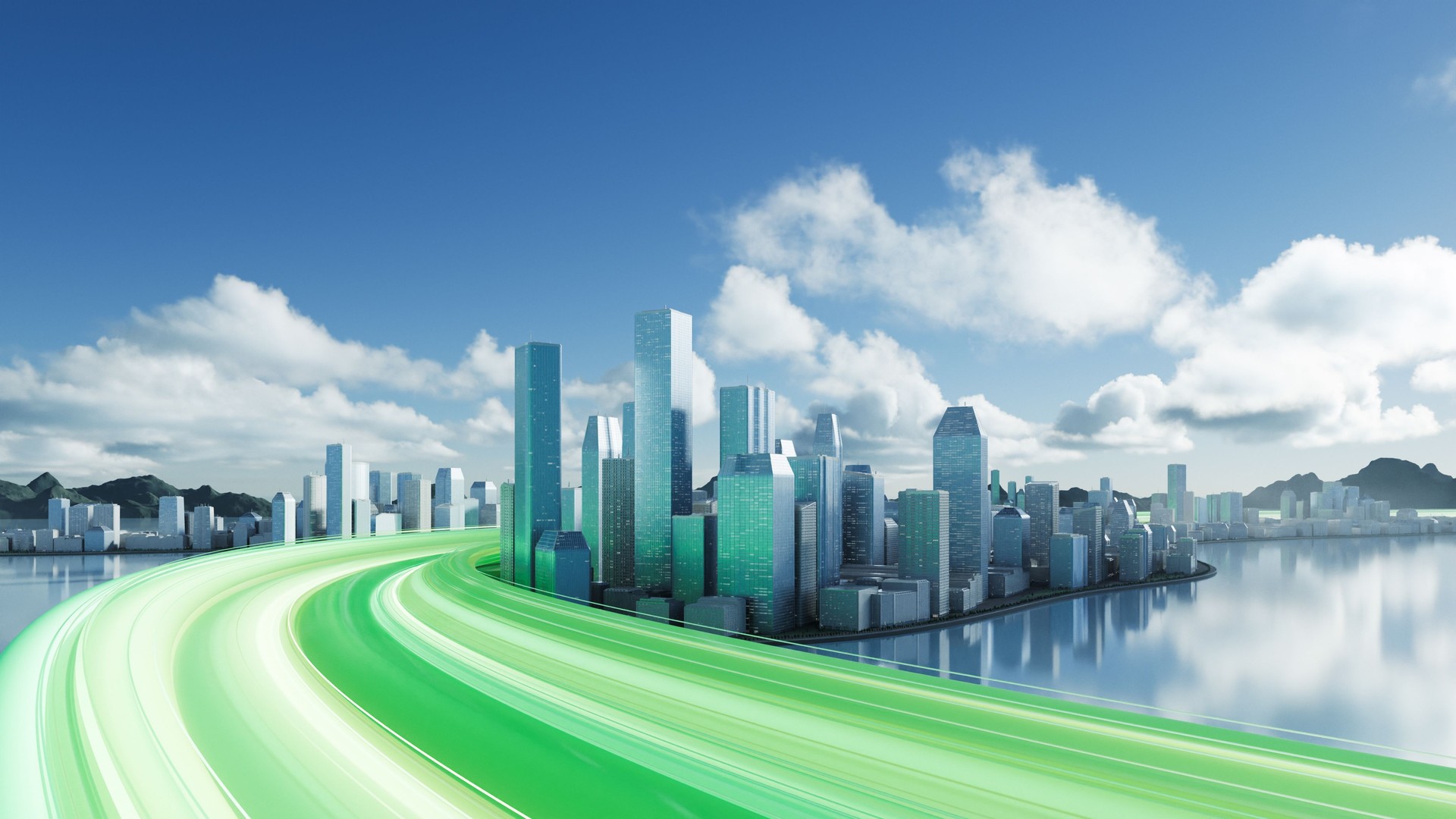 Modern City, Powered By Green Technology - Sustainable Resources, Zero Waste, Electric Vehicles